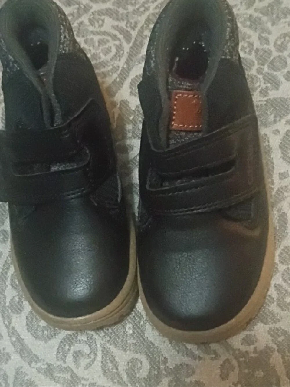 Carter's Black and Tan Toddler Hook-and-Loop Ankle Boots. 6